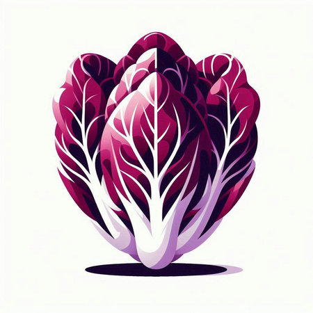 Illustration of a purple chinese cabbage on a white background.のイラスト素材