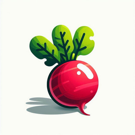 Radish with green leaves on a white background. Vector illustration.のイラスト素材