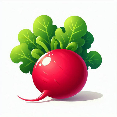 Radish with green leaves isolated on white background. Vector illustration.のイラスト素材