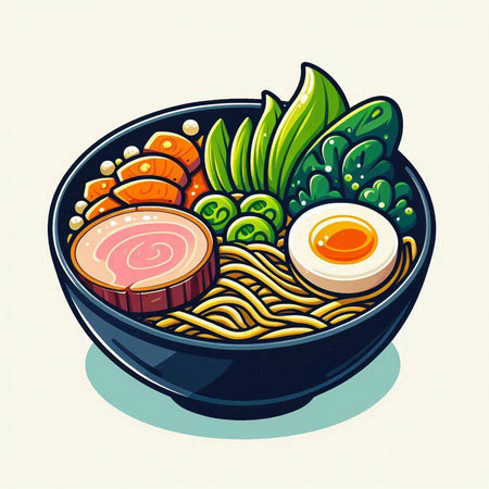 japanese noodle in bowl, vector illustration eps10のイラスト素材