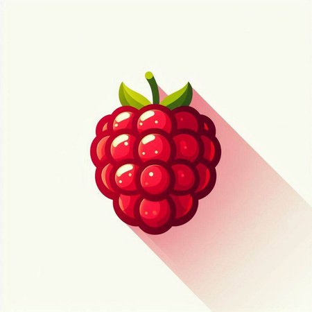 Raspberry icon with long shadow, flat design. Vector illustration.のイラスト素材