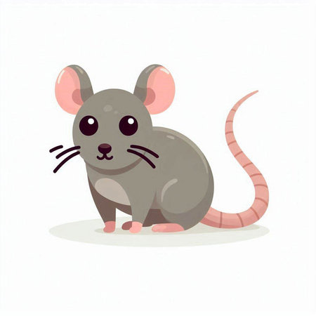 Cute cartoon mouse on a white background. Vector illustration in a flat style.のイラスト素材