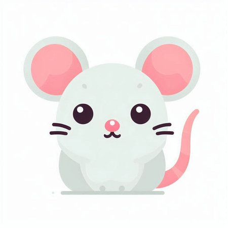 Cute cartoon mouse. Vector illustration isolated on a white background.のイラスト素材