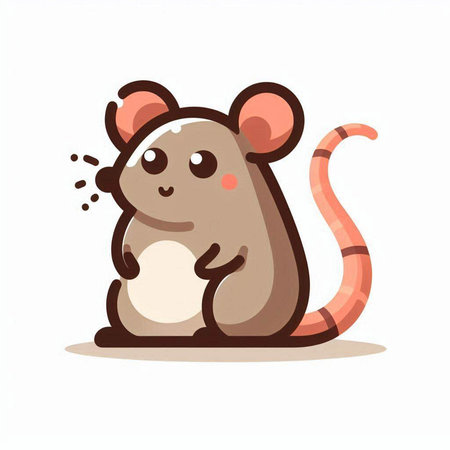 Cute cartoon mouse. Vector illustration isolated on a white background.のイラスト素材