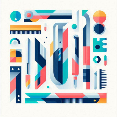 Colorful abstract geometric composition. Vector illustration in flat design style.のイラスト素材