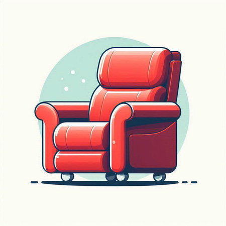 Illustration of red armchair in cartoon style. Vector illustration.のイラスト素材