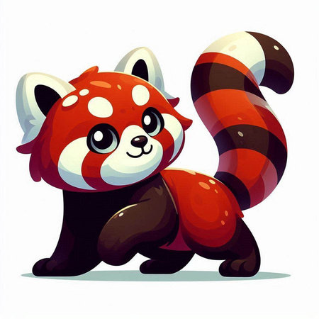 Red panda. Cute cartoon character. Vector illustration isolated on white background.のイラスト素材