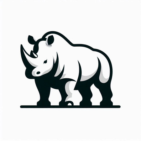 Rhinoceros vector illustration, isolated on a white background.のイラスト素材