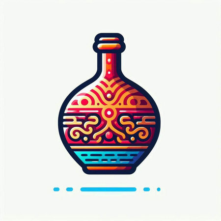 Colorful vase with ornament on white background. Vector illustration.のイラスト素材