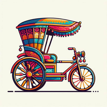 Tuk-tuk, traditional rickshaw, vector illustrationのイラスト素材