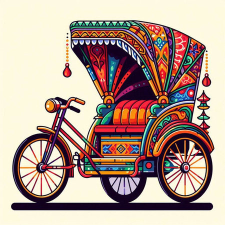 Vintage rickshaw on a white background. Vector illustration.のイラスト素材