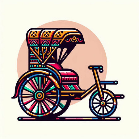 Vintage tricycle. Hand drawn vector illustration in retro style.のイラスト素材