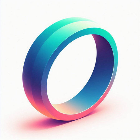 abstract 3d illustration of blue and orange ring on white backgroundのイラスト素材