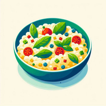 Vegetable salad in a bowl on a white background. Vector illustration.のイラスト素材