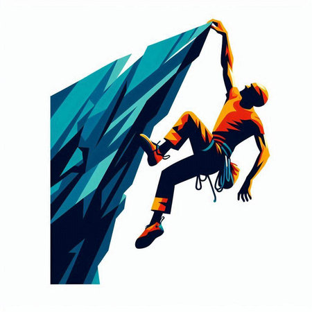 Silhouette of a climber on a wall. Vector illustrationのイラスト素材