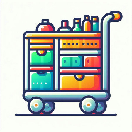Baggage trolley icon. Vector illustration in flat style.のイラスト素材