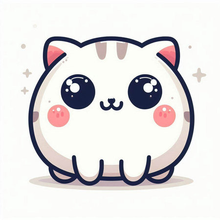 Cute cat vector illustration. Cute kawaii animal character.のイラスト素材