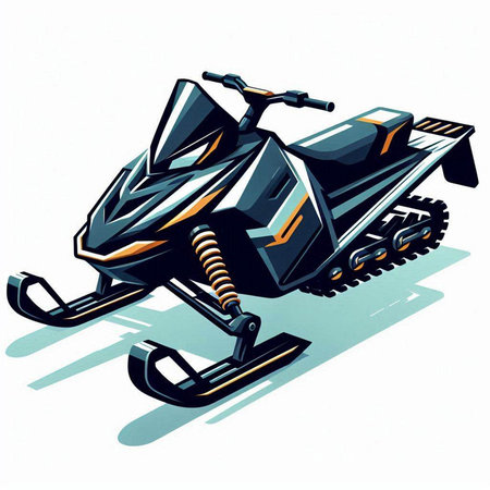 Snowmobile on a white background. Vector illustration. Cartoon style.のイラスト素材