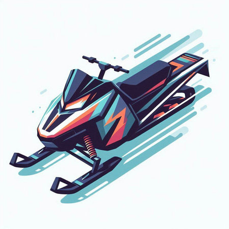 Vector illustration of a snowmobile on a white background. Flat style.のイラスト素材