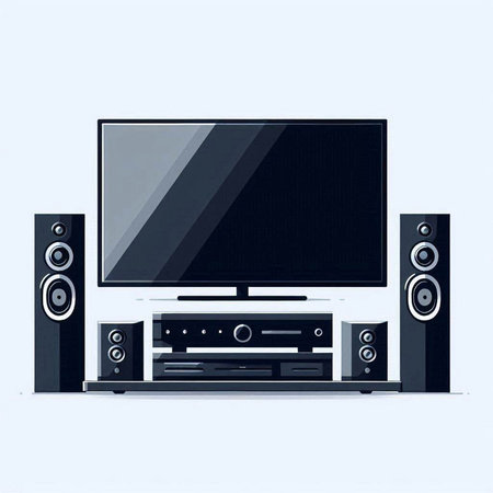 Home theater system with speakers on a white background. Vector illustration.のイラスト素材