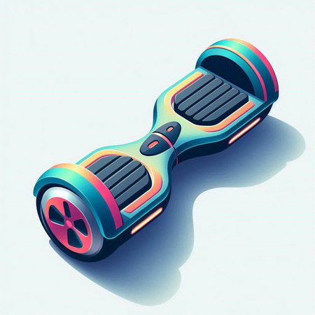 Modern self-balancing electric scooter on a light background.のイラスト素材