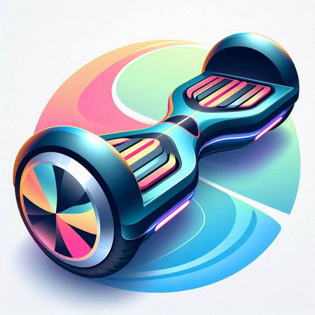 Skateboard or gyroscooter on a colorful background. 3D renderingのイラスト素材