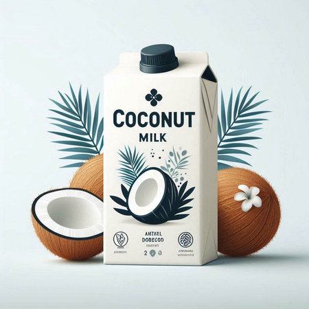 Coconut milk packaging design mockup. 3d illustration.のイラスト素材