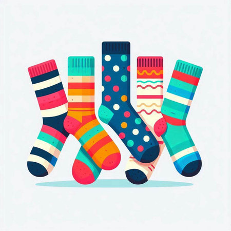 Colorful socks on a white background. Vector illustration for your designのイラスト素材