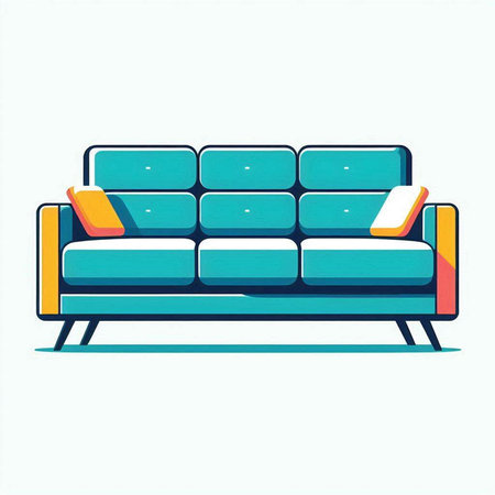 Sofa in flat style. Vector illustration. Isolated on white background.のイラスト素材