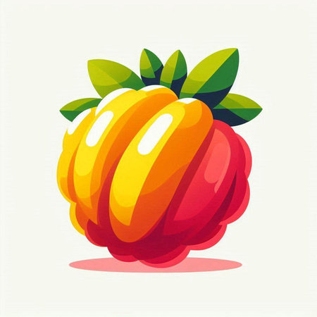 Illustration of a red and yellow tomato on a white background.のイラスト素材
