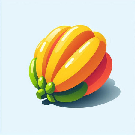 Illustration of a red and orange christmas ball on a blue backgroundのイラスト素材