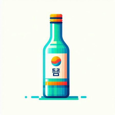 Illustration of a bottle of sake on a white background. Vector illustrationのイラスト素材