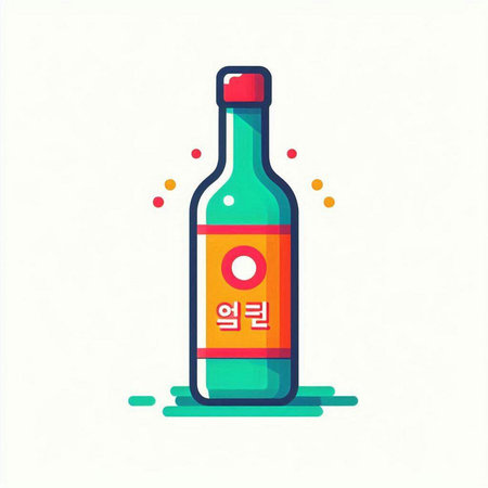 Sauce bottle icon. Vector illustration in flat linear style.のイラスト素材
