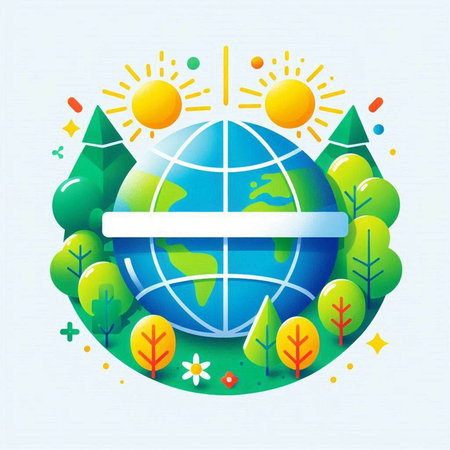 Ecology concept with globe and sun. Vector illustration. Eps 10のイラスト素材