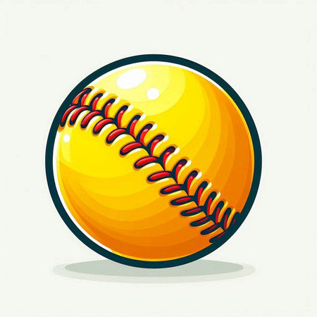 Vector illustration of a yellow baseball ball isolated on a white background.のイラスト素材