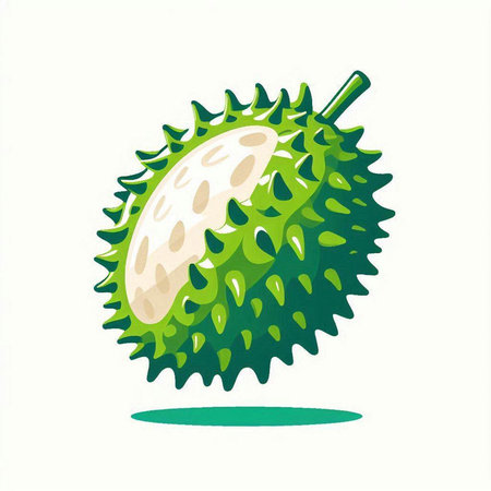 Durian vector illustration isolated on white background. Exotic fruit.のイラスト素材
