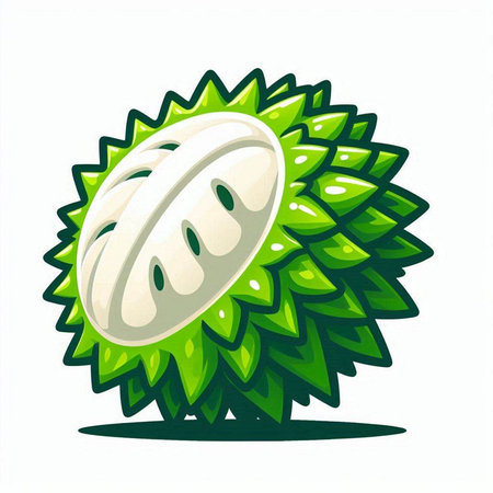 Durian fruit isolated on white background. Exotic fruit. Vector illustration.のイラスト素材