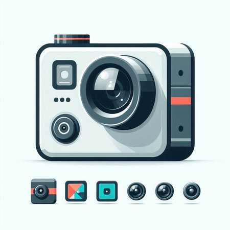 Retro camera icon set. Vector illustration isolated on white background.のイラスト素材