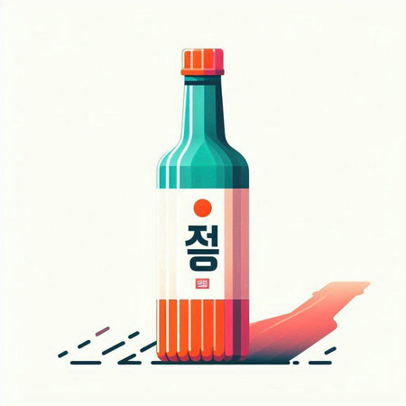Illustration of a bottle of soy sauce on a white background.のイラスト素材
