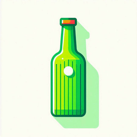 Green beer bottle on white background. Vector illustration in flat style.のイラスト素材