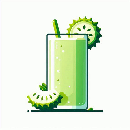 Green smoothie with kiwi and mint. Vector illustration.のイラスト素材