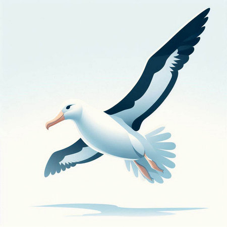 Flying seagull on a white background. Vector illustration for your designのイラスト素材