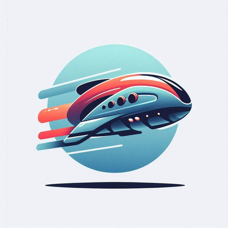 Flying saucer in the sky. Vector illustration in retro style.のイラスト素材