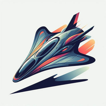 Futuristic spaceship vector illustration. Futuristic spaceship flying in space.のイラスト素材