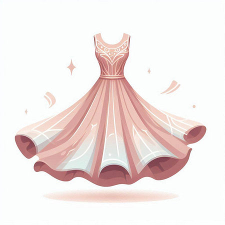 Wedding dress. Vector illustration. Isolated on white background.のイラスト素材
