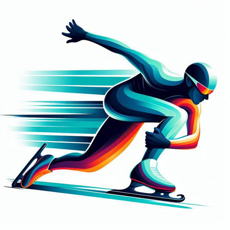 Winter sports - speed skater. Vector illustration. Eps 10.のイラスト素材