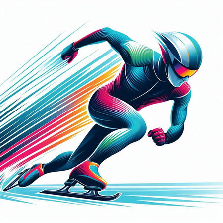Speed skating. Vector illustration of a figure skating athlete. Sport background.のイラスト素材
