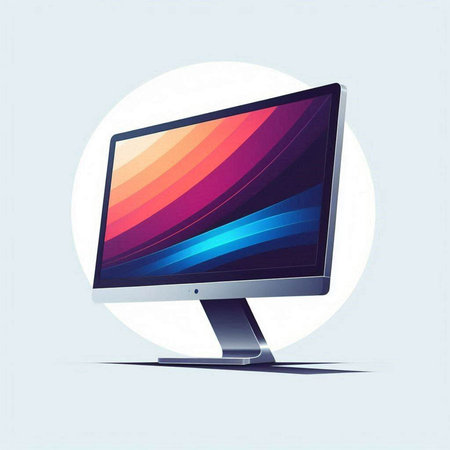 Computer monitor with colorful abstract background. Vector illustration. Eps 10.のイラスト素材