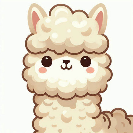 Cute cartoon alpaca on white background. Vector illustration.のイラスト素材