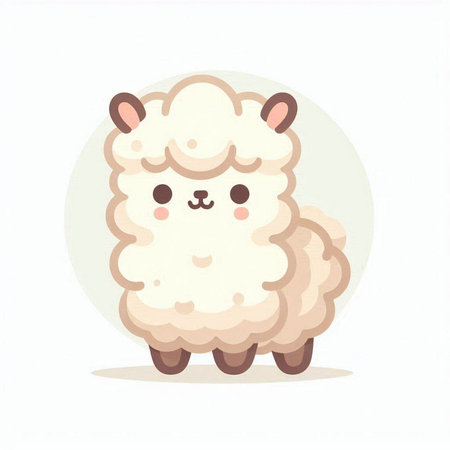 Cute sheep cartoon character. Vector illustration in a flat style.のイラスト素材